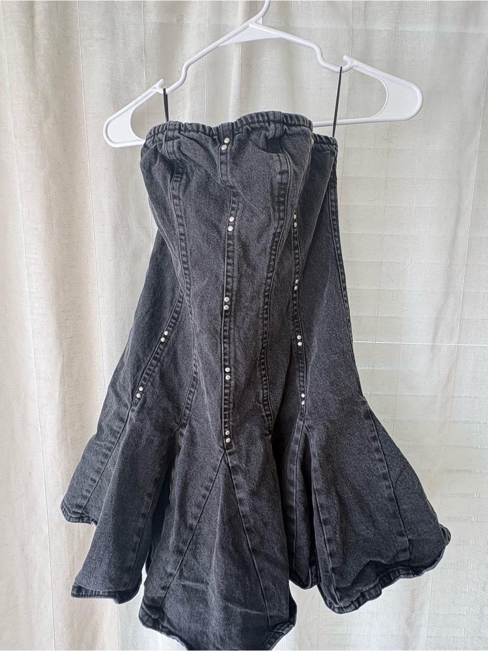 wild fable Black Strapless Denim Mermaid Dress with Studs